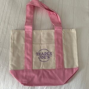 Trader Joe's Pink and Cream Tote Bag